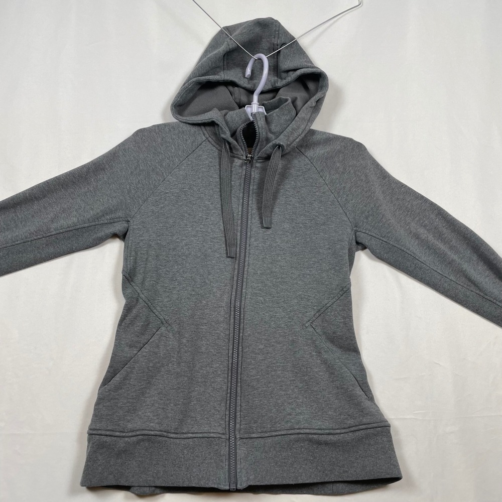 Athleta Full Zip Hoodie Jacket Cozy Fleece Athleisure Gray Size Womens Small